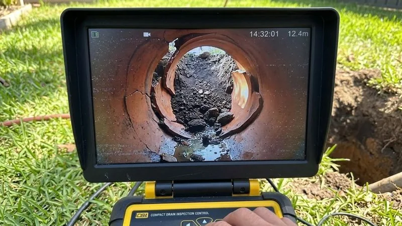 CCTV footage showing a collapsed drain pipe underground