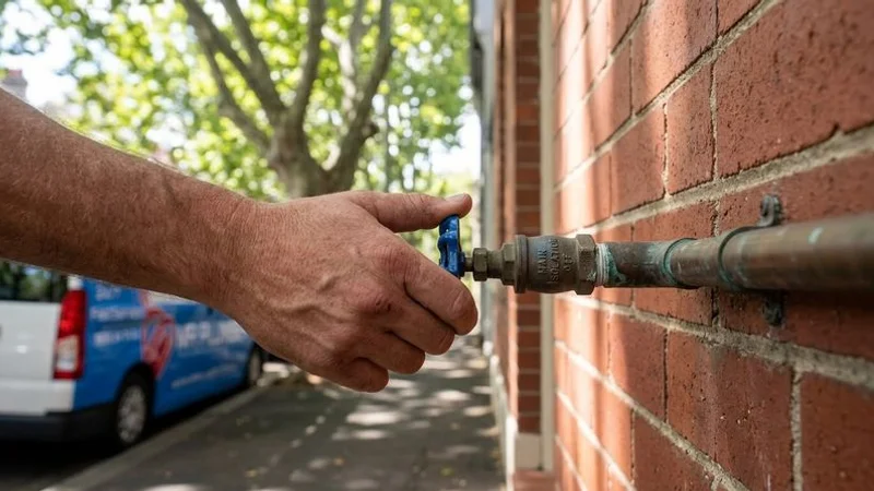 Homeowner locating the water main shutoff valve