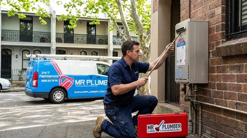 Plumber servicing a hot water system during annual maintenance